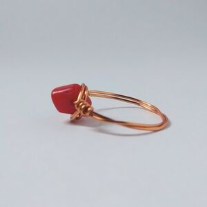 Beautiful Ruby Red Gem Handmade Twisted Rusted Gold Ring Size